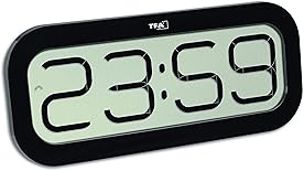 TFA Dostmann Bim Bam Funk-Wanduhr, 60.4514.01, Stundensignal mit 5 verschiedenen Klängen, auch als Tischuhr oder Wecker geeignet, Lautstärke einstellbar, großes Display, 24-Stunden-Anzeige, schwarz