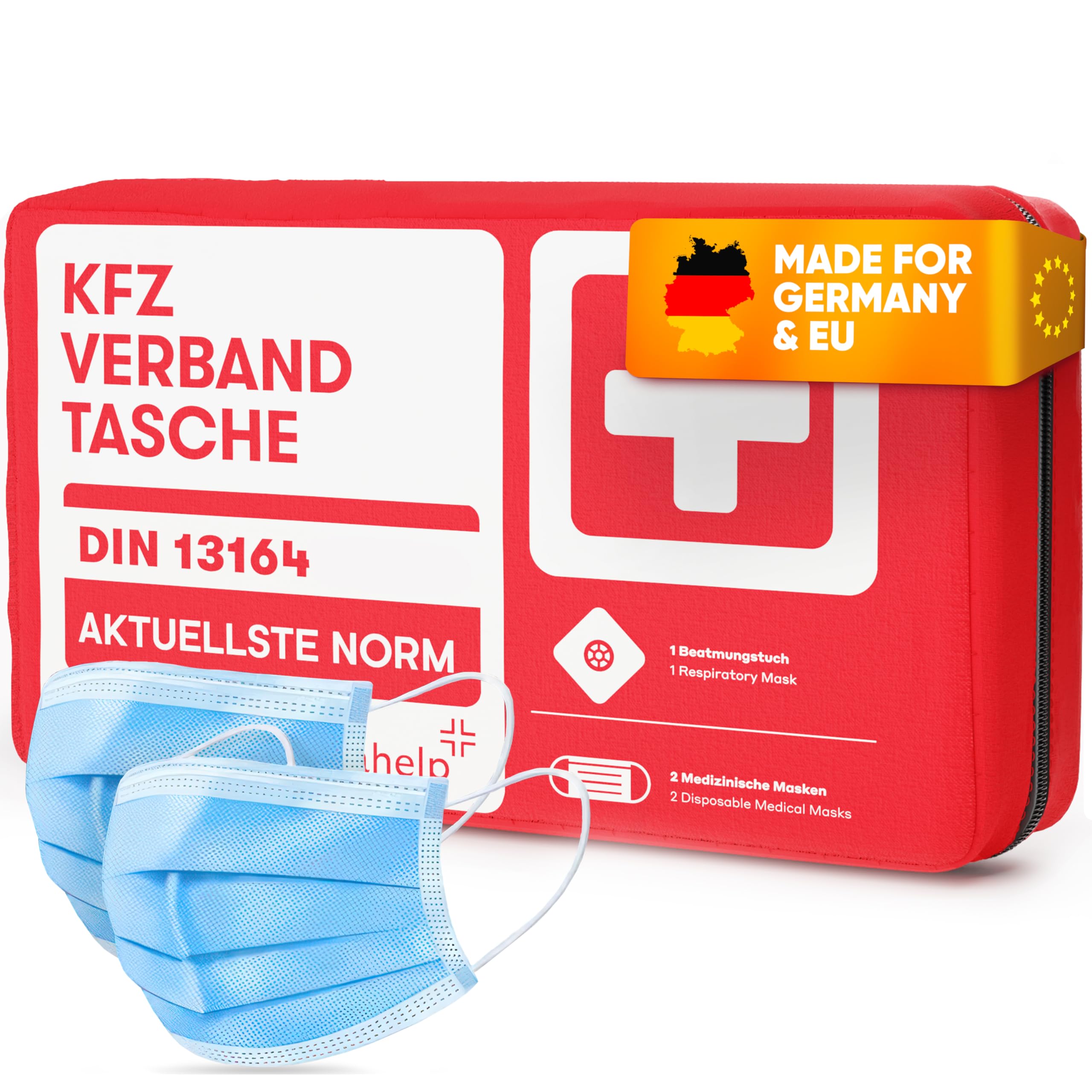 PURAHELP® Verbandskasten Auto [DIN 13164] - Erste Hilfe Set Auto StVO Konform für 2026 - KFZ Verbandskasten & Sanikasten Unterwegs - Notfallset Kompakt - First Aid Kit Car