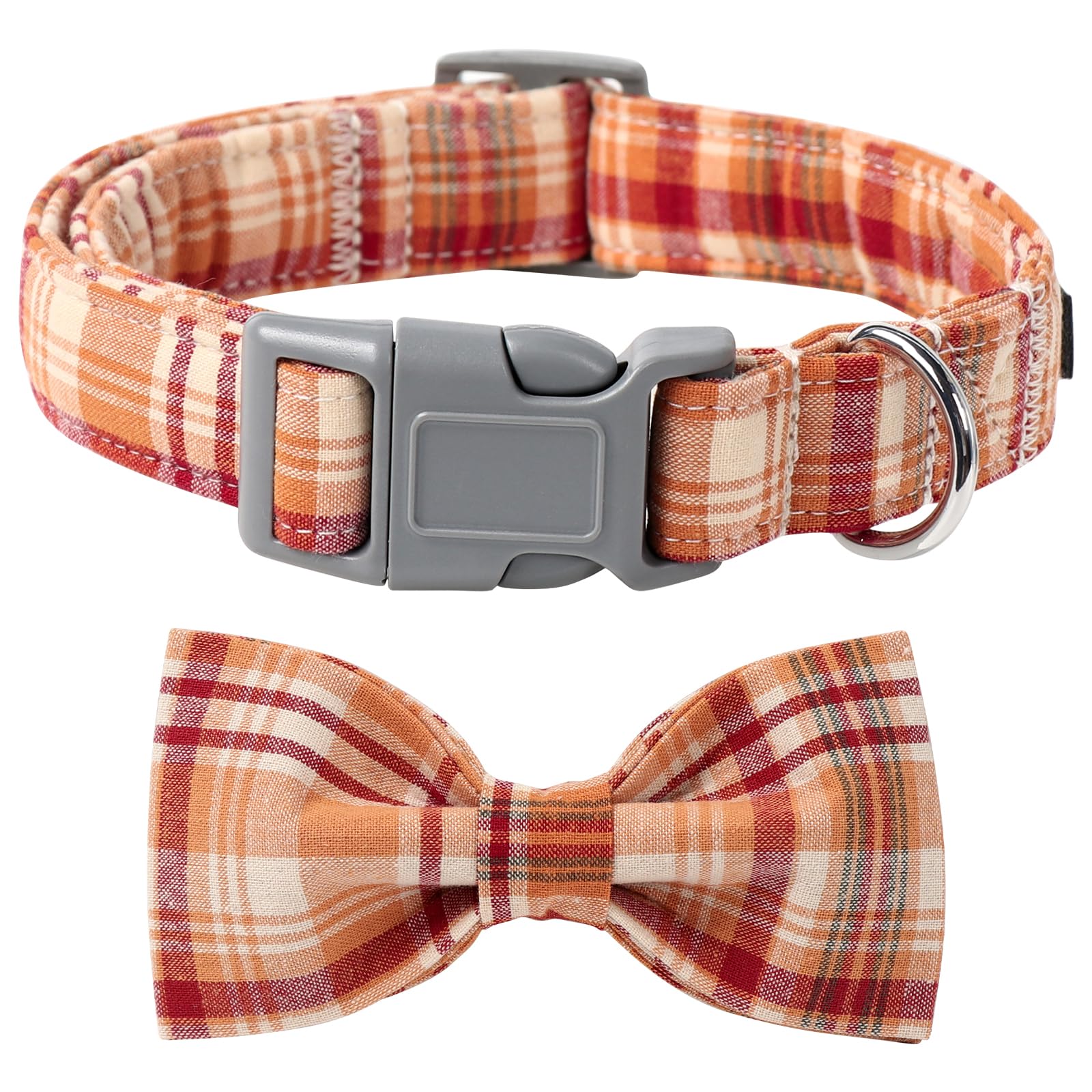 Lionet Paws Dog and Cat Collar with Bowtie Grid Collar Plastic Buckle Light Adjustable Collars for Small Medium Large Dogs