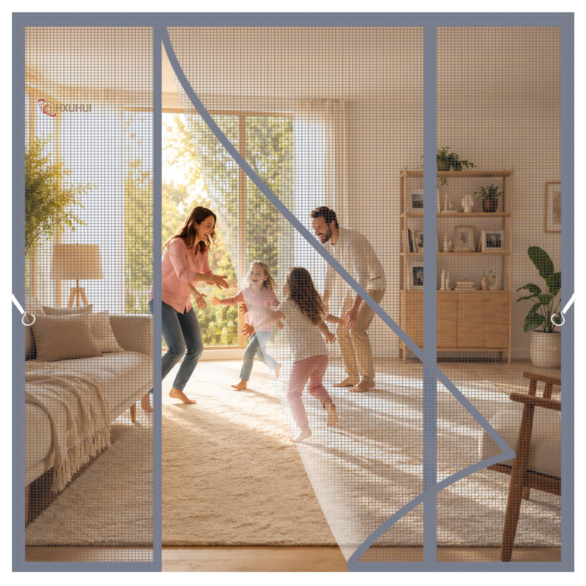 Moustiquaire de porte aimantée 125x210 rideau magnétique pour porte double gris