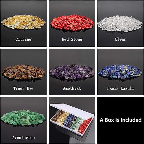 Miniatura 5 de 456 cuentas de piedra de astillas naturales, piedras preciosas multicolor irregulares de 5 a 0.315in, rocas de apatita curativas de cristal sueltas