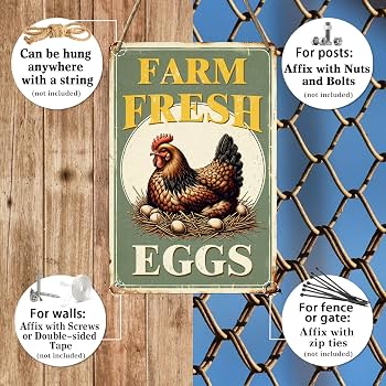Amazon.com: MKsbyce Farm Fresh Eggs Metal Tin Sign Funny Retro