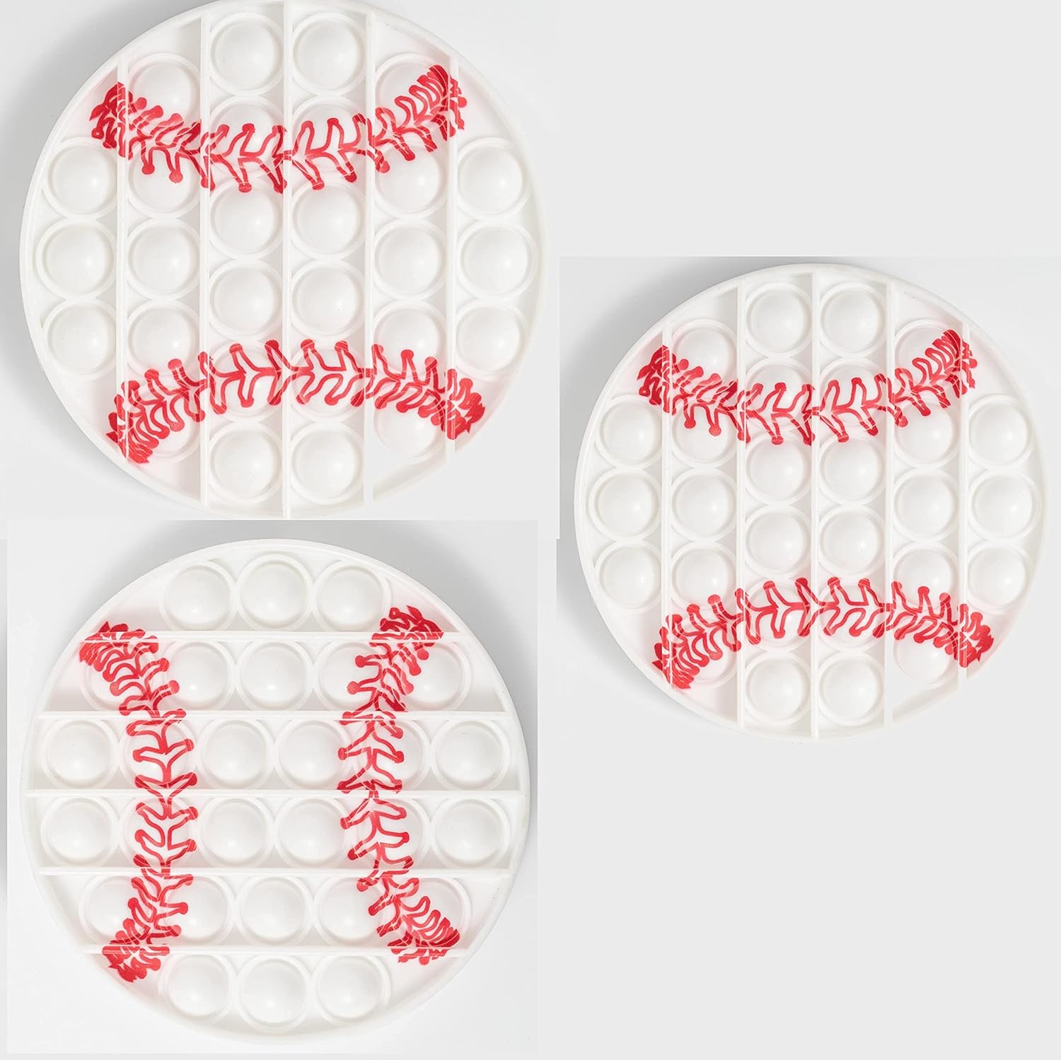 Redding Co Push Bubbles Pop Fidget Toy | ADHD Anxiety Focus Boys Girls Children Stress Relief Silicone Squeeze Toy | Kids Birthday Party Favor Holiday X-Mas Gift Idea Toy (Baseball 3-Pack) : Toys & Games