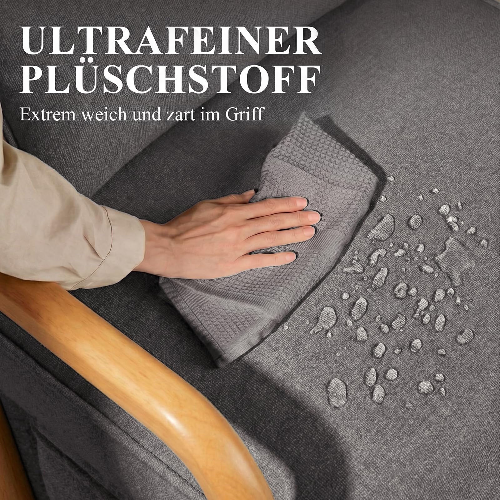 COLAMY Sessel Wohnzimmer Mid-Century Modern 2er Set, Loungesessel mit Lendenkissen, Massivholzrahmen & weichem Polster, bequemer Lesesessel für Wohnzimmer und Schlafzimmer, grau