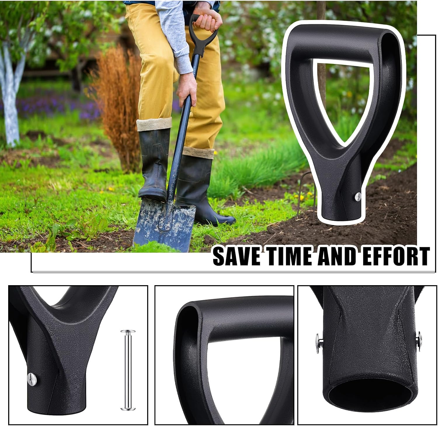Yaocom 1-1/4" Shovel Handle Replacement, D Grip Shovel Handle image 4