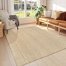 LEEVAN Boho Living Room Rugs 5X8 ft, Washable Area Rug Woven Cotton Modern Bedroom Rugs, Farmhouse Tan Braided Floor Carpet Rug for Dining Room Nursery Room Home Decor