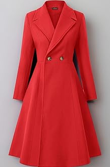 CURLBIUTY Women Swing Double Breasted Wool Pea Coat Winter Long Overcoat Jacket