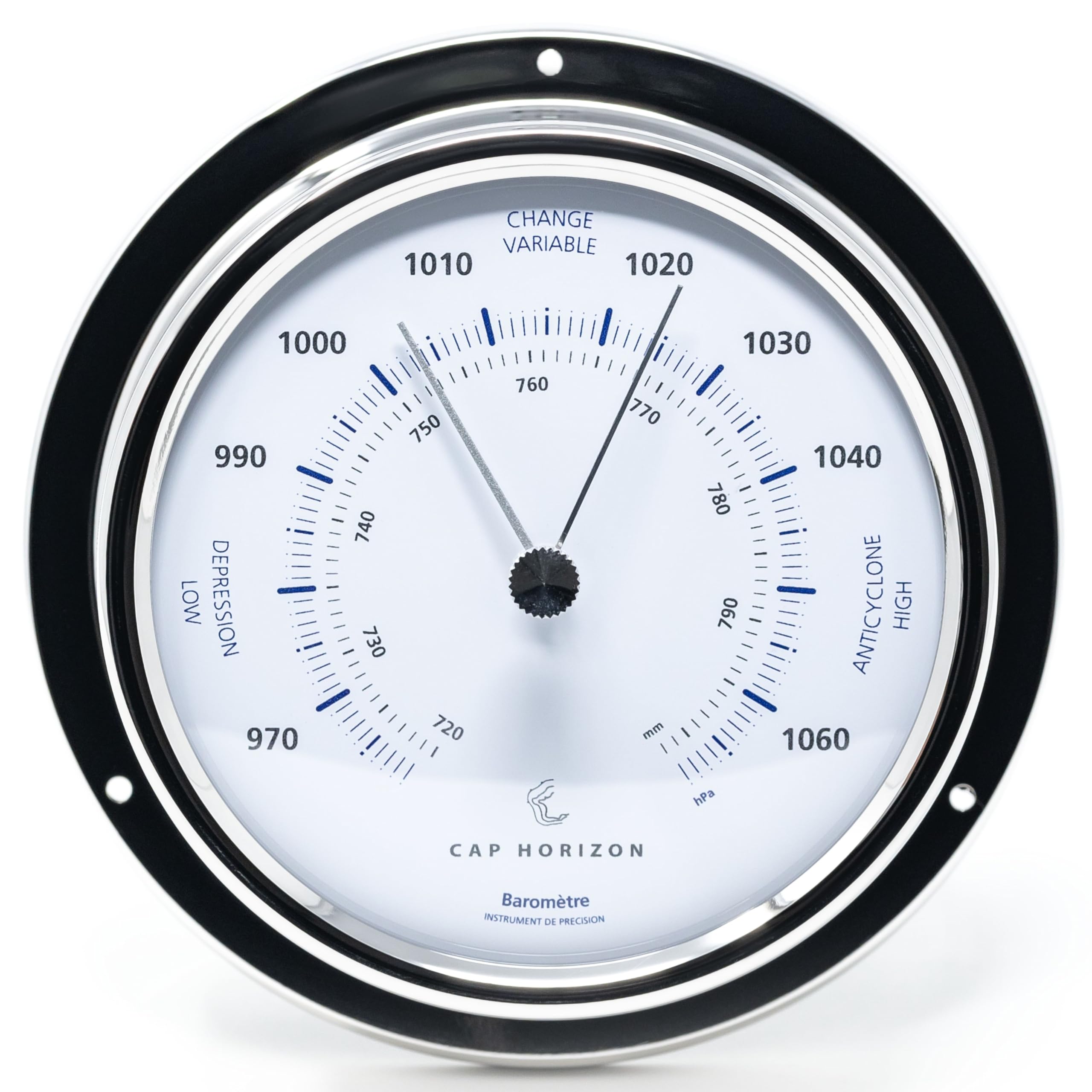 CP100B500NX Barometer, Glas, Edelstahl-Gehäuse poliert