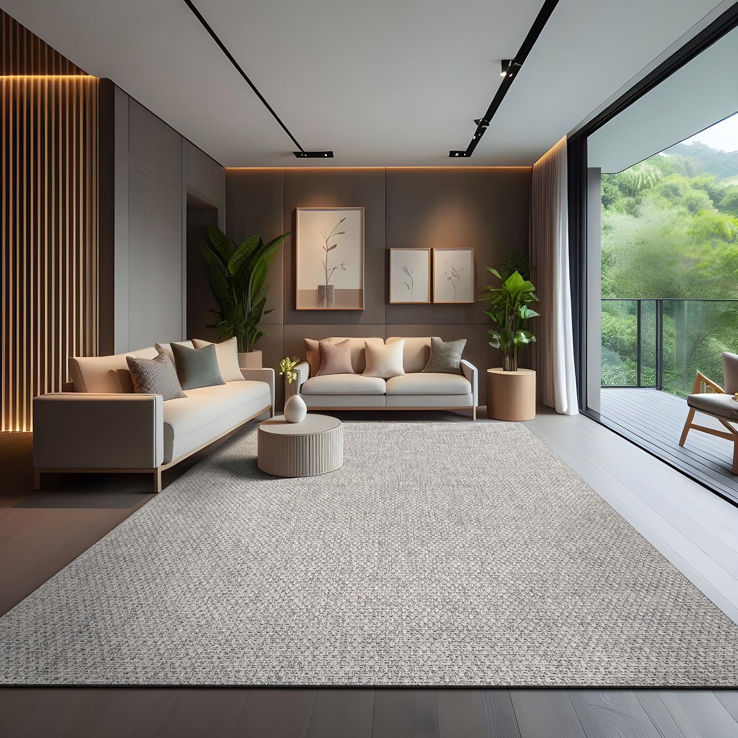 CAMILSON Easy Jute Rug 9x12, Indoor Outdoor Gray Color Farmhouse Area