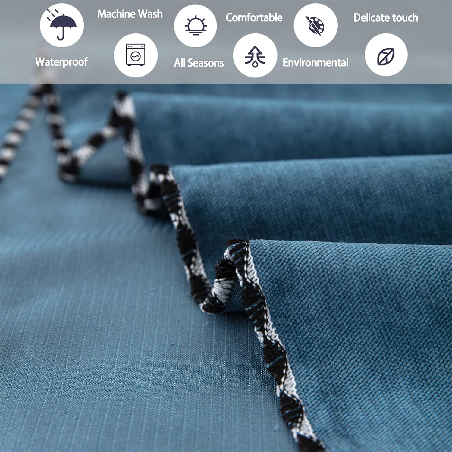 Sofa Slipcover Corner 3/2/1/4 Seater Solid Color Waterproof Sofa Towel Four Seasons Universal Home Decor Sofa Protector Non Slip Washable for Livingroom Bedroom (Dark Blue,Pillowcase 30*50cm)