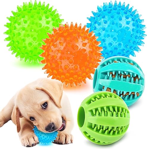 Bolas interactivas para perros de 2.5 pulgadas, bolas chirriantes para perros, juguetes y dentición de cachorros, bolas de juguete masticables para