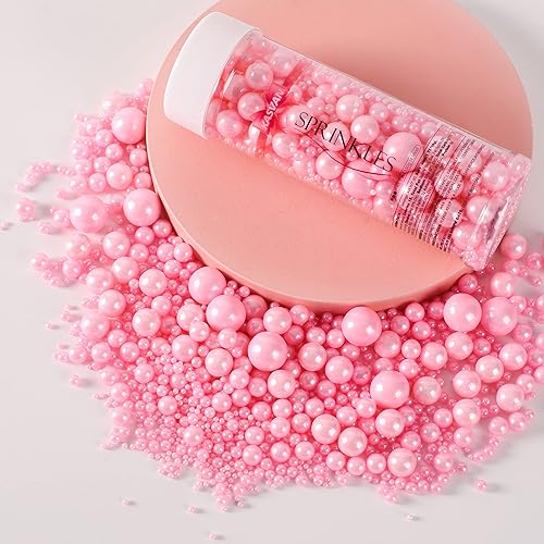 Miniatura 3 de Kasvan Pink Pearl - Gránulos de azúcar comestibles de 4.59 oz4.58 onzas, tamaño mezclado, decoraciones de pasteles para hornear, coberturas de