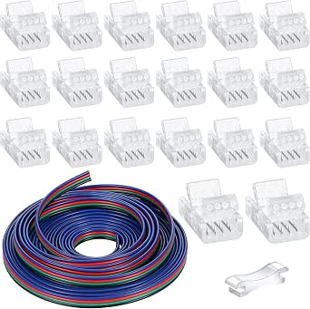 Zhengmy 4 Pin LED Strip Connectors 10mm Solderless for 5050,4 Pin, 10 Mm