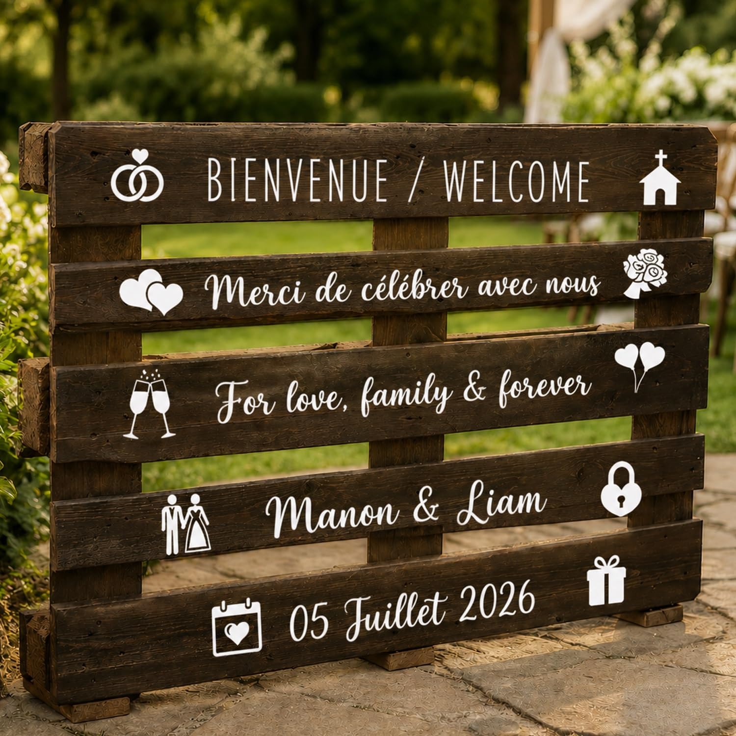 Custom Wedding Sign Vinyl Decal, Personalized Program Sticker for Wood & Acrylic Boards, Welcome to Our Wedding