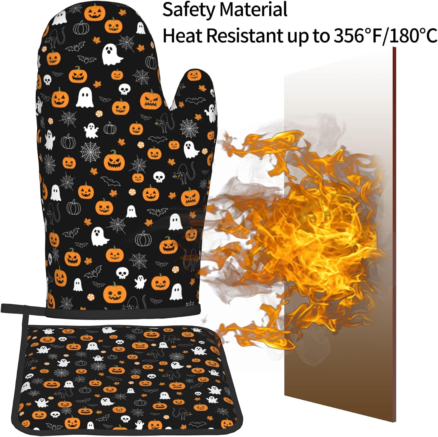 Fall Pot Holders Halloween Oven Mitts Set of 2 for Cooking
