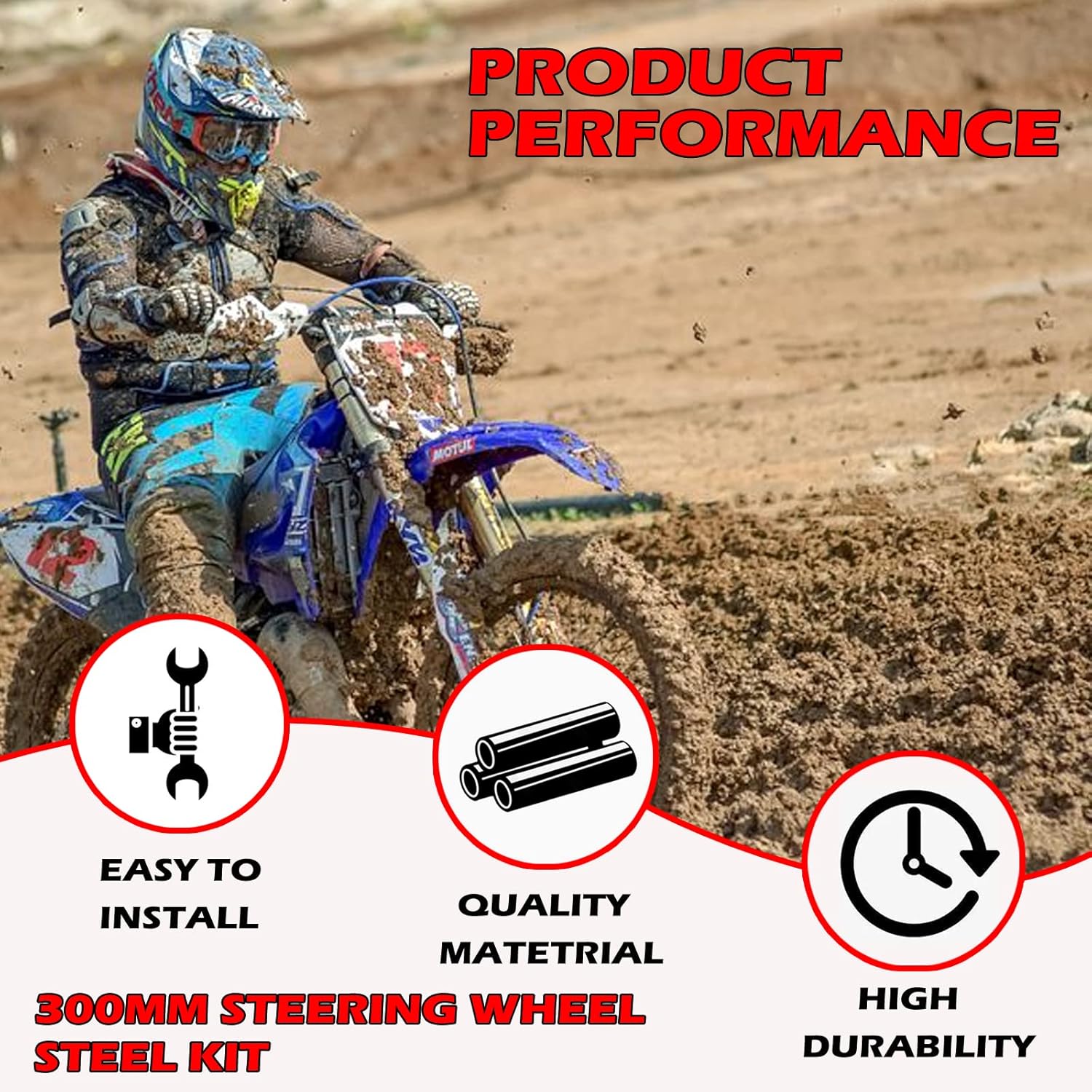 PRO BAT 300mm/11.8'' Go Kart Steering Wheel Steel Kit with 420mm/16.5'' Gear Rack Pinion Shaft Tie Rod Replacement for Go Kart Go Cart ATV UTV 110cc 125cc 140cc 150cc