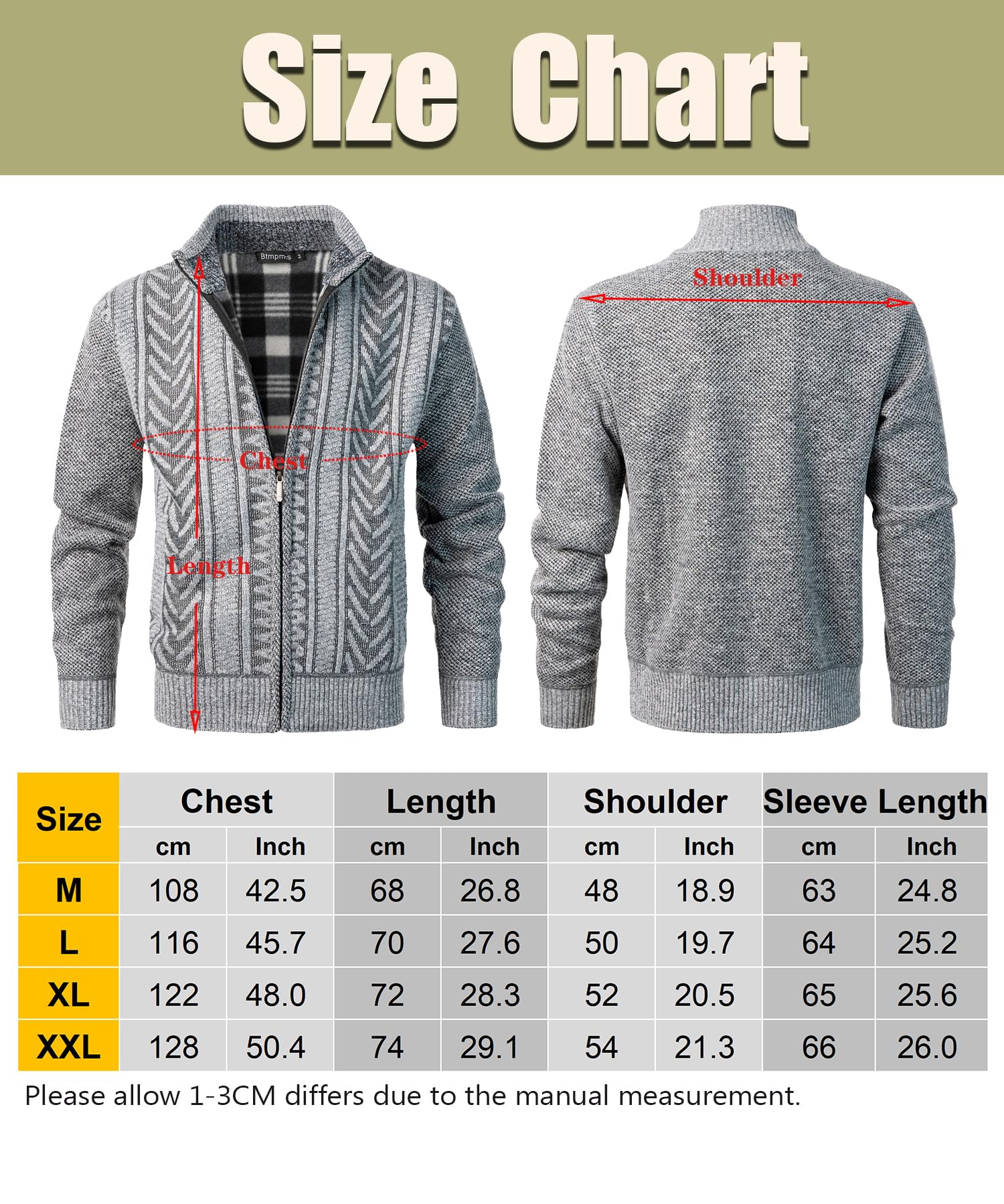 Uomo Cardigan Lavorato a Maglia Cappotto Invernale Foderato in Pile Maglia a Cavo Manica Felpa con Cerniera Classico Manica Lunga Giacca Thicken Casual Magliaone Elegante