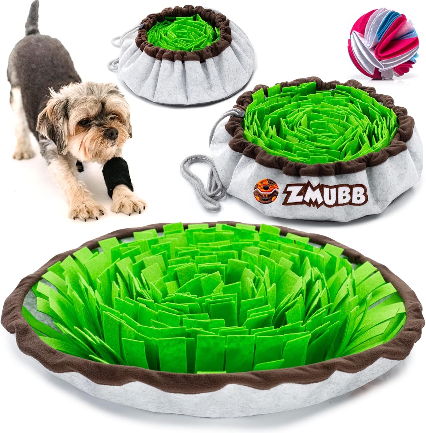 ZMUBB Snuffle Mat for Dogs Interactive Dog Puzzle Toy Resizable Slow Feeding Mat Portable Indoor / Outdoor Pet Training Mat for Foraging…