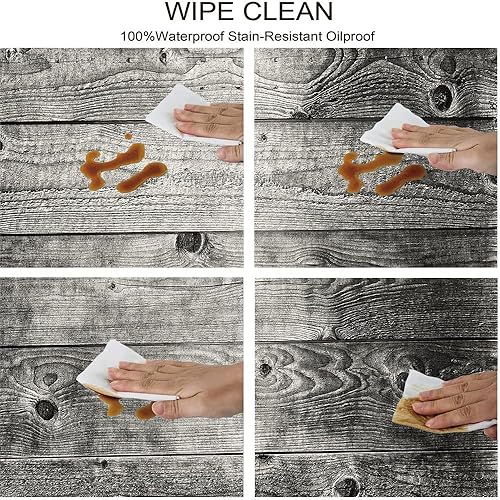 Miniatura 4 de Mantel de mesa de picnic gris oscuro con fundas de banco, tablones de madera estilo degradado, madera rústica, pared de roble, imagen de textura