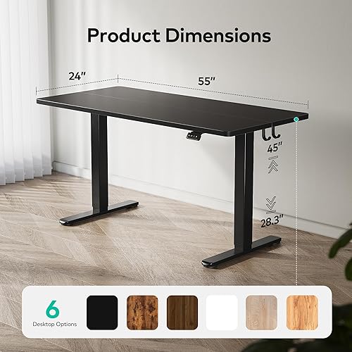 Miniatura 51 de FEZIBO Escritorio eléctrico de pie ajustable en altura, escritorio de pie de 40 x 24 pulgadas, escritorio de computadora de oficina en casa con