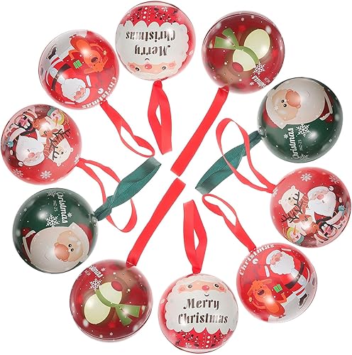 Tarro de caramelo de Navidad, caja de bolas de caramelo, contenedor de galletas, regalos de Navidad, bolas redondas para árbol de Navidad, latas de