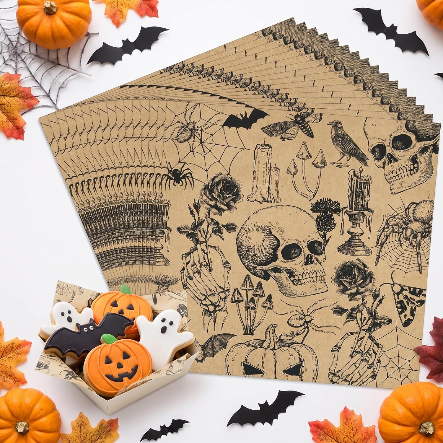 Honeydak 200 Pcs Halloween Wax Paper Sheets 7 Inch Parchment Squares Paper