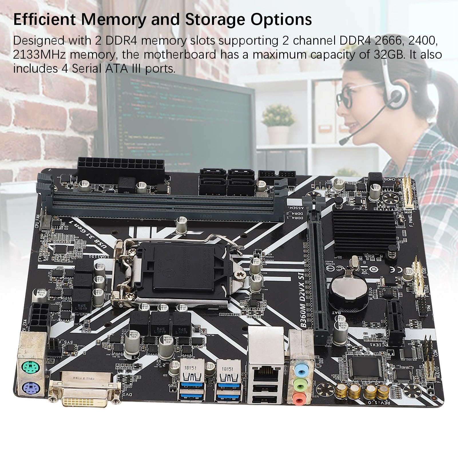Amazon | B360M D2VX SIコンピューターマザーボード、2 DDR4 DIMM M