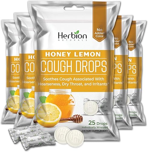 Herbion Naturals Gotas para la tos con sabor a miel y limón, suplemento dietético, alivia la tos, para adultos y niños mayores de 6 años, paquete de