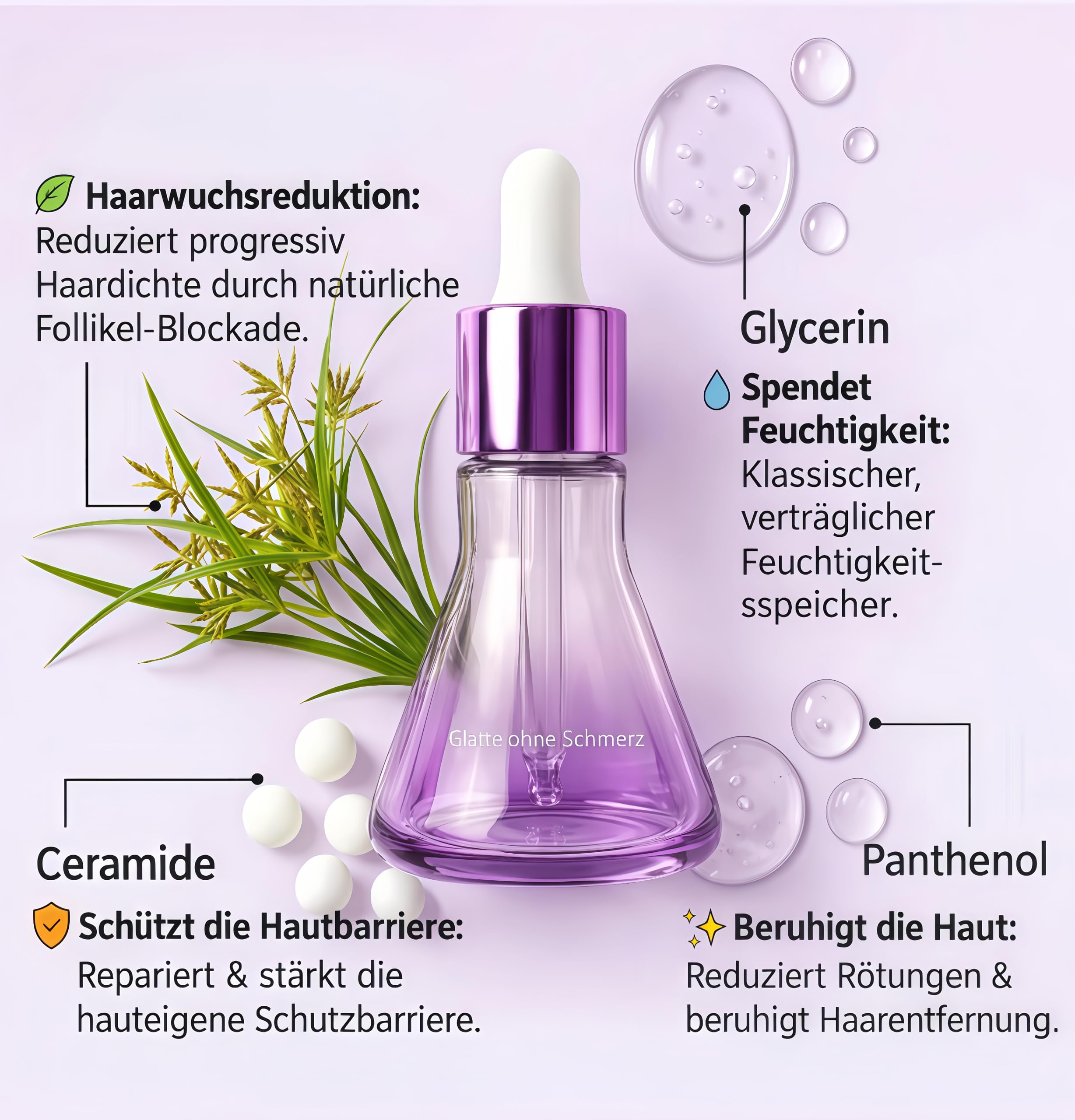 Veluna Skin - Pflanzliches Haarwuchsstopp Serum für glatte Haut und Haarentfernung, sanft und beruhigend, spendet Feuchtigkeit und reduziert Körperhaarwachstum, geeignet für alle Hauttypen