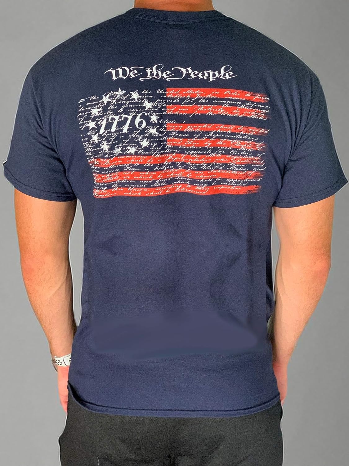 Country Life Outfitters Pointer Dog Americaan Flag Indigo Blue Mens Short Sleeve T-Shirt