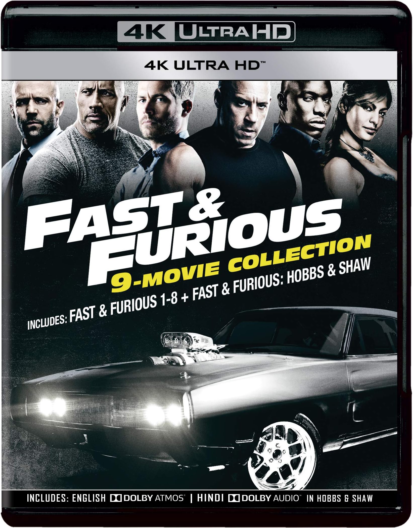 Fast & Furious 9 Movie Collection: The Fast and the Furious (2001) +2 Fast 2 Furious (2003) + The Fast and the Furious: Tokyo Drift (2006) + Fast & Furious (2009) + Fast Five (2011) + Fast & Furious 6 (2013) + Furious 7 (2015) + The Fate of the Furious (2017) + Hobbs & Shaw (2019) (4K UHD) (9-Disc) - 4K Ultra HD Box Set