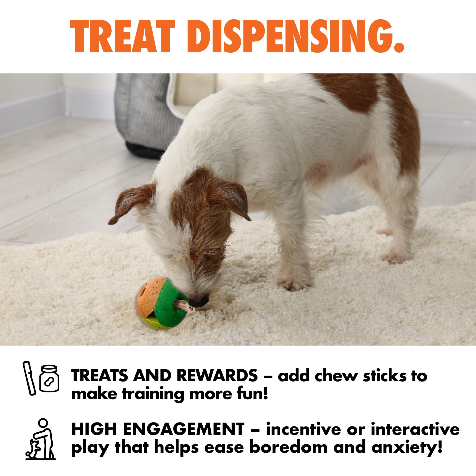 Max Fusion Made with Nike Grind Quantum Treat Dispensing Dog Toy, Tough & Durable Interactive Rubber Chew Toys, Treats Dispenser, Arlee Home & Pet