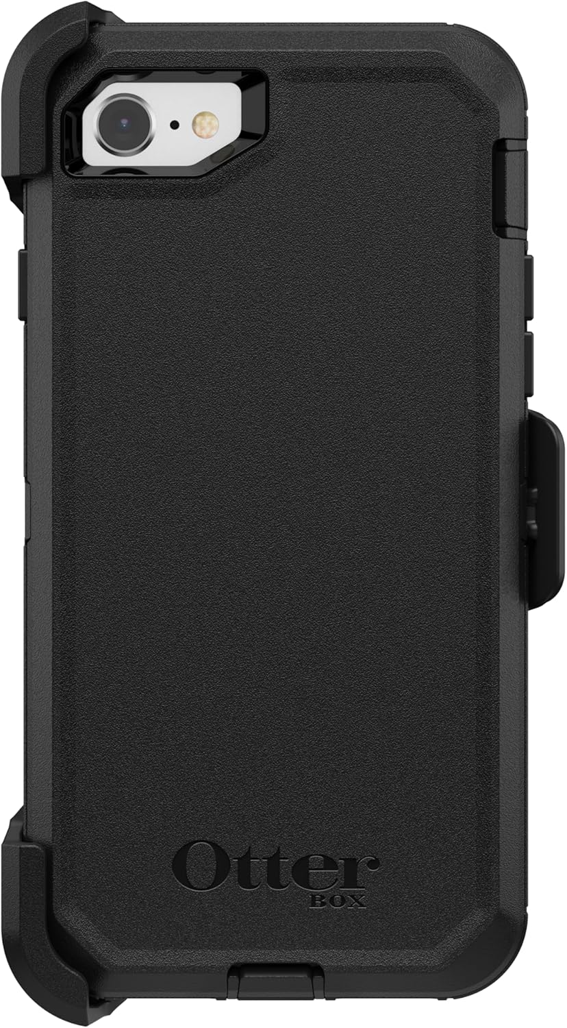OtterBox iPhone SE 3rd & 2nd Gen, iPhone 8 & iPhone 7 (not Compatible with Plus Sized Models) Defender Series Case - Black, Rugged & Durable, with Port Protection, Includes Holster Clip Kickstand