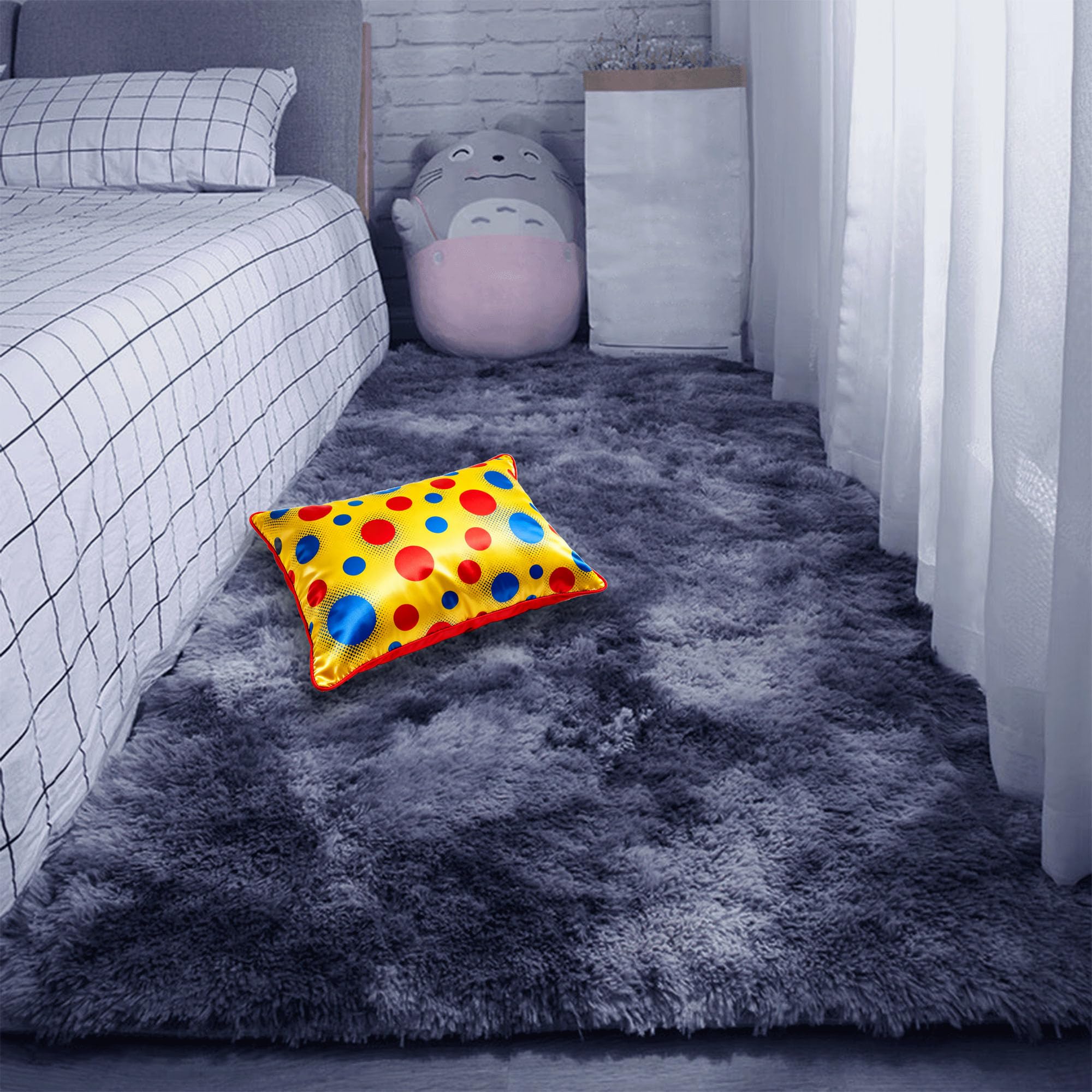 Tapis Salon Shaggy Gris Foncé 130x330 Moquette Chambre Enfant