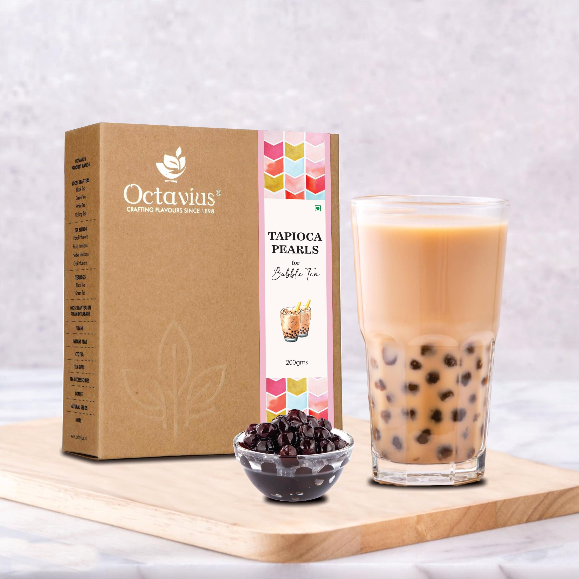 Octavius | Bubble Tea Tapioca Pearls - 200 Gm With 5 Thick Straws | Bubble Tea, Tapioca Pearls For Bubble Tea, Boba Drink, Bubble Tea Straws, Boba Tea Unflavoured 200 Gm