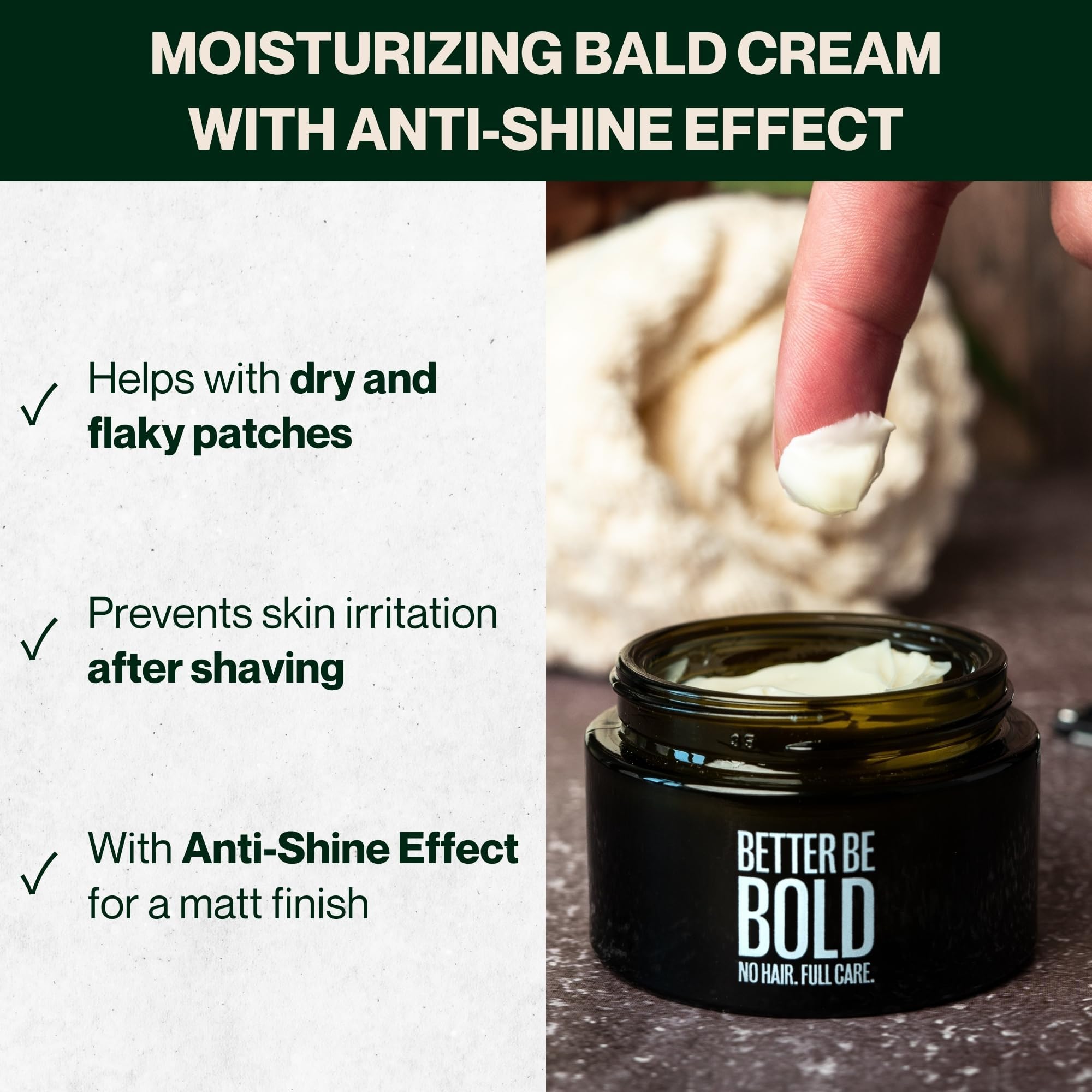 BETTER BE BOLD – Shaver per calvizie e crema calvizie anti-shine 50 ml Set – Opacizzante cura per calvizie 0– 3 mm – Calma dopo la rasatura – Senza rischio di taglio e irritazione della pelle – Rasoio