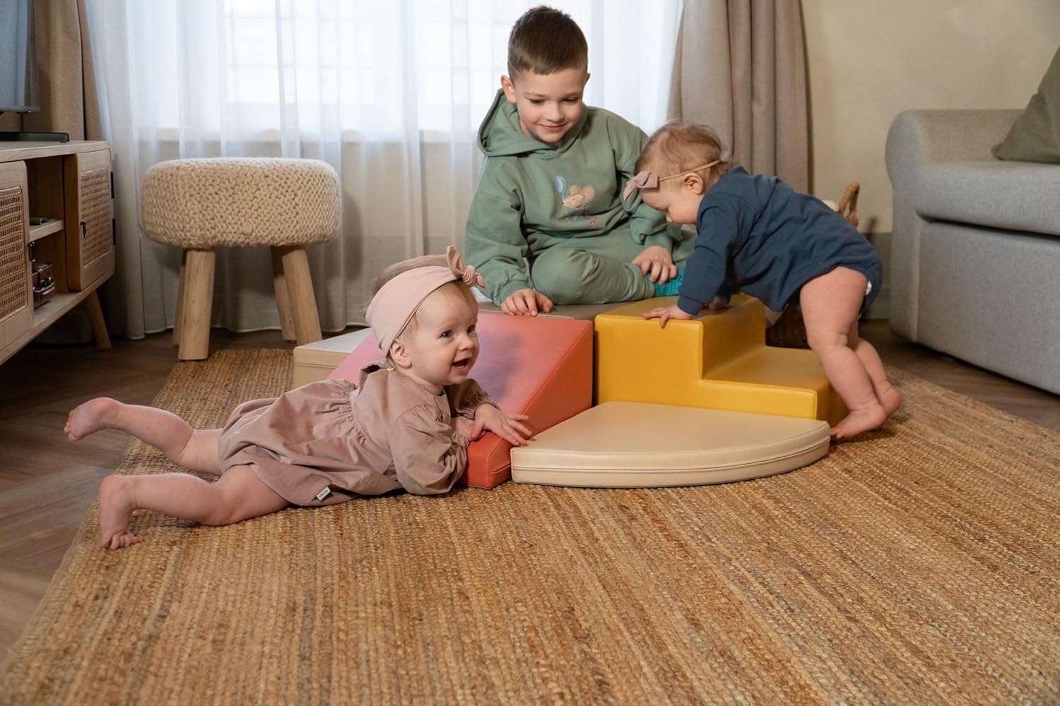 IGLU Soft Play Corner Climber 5 stuks zachte bouwstenen reuzenbouwstenen schuimbouwstenen grote bouwstenen pastel autumn