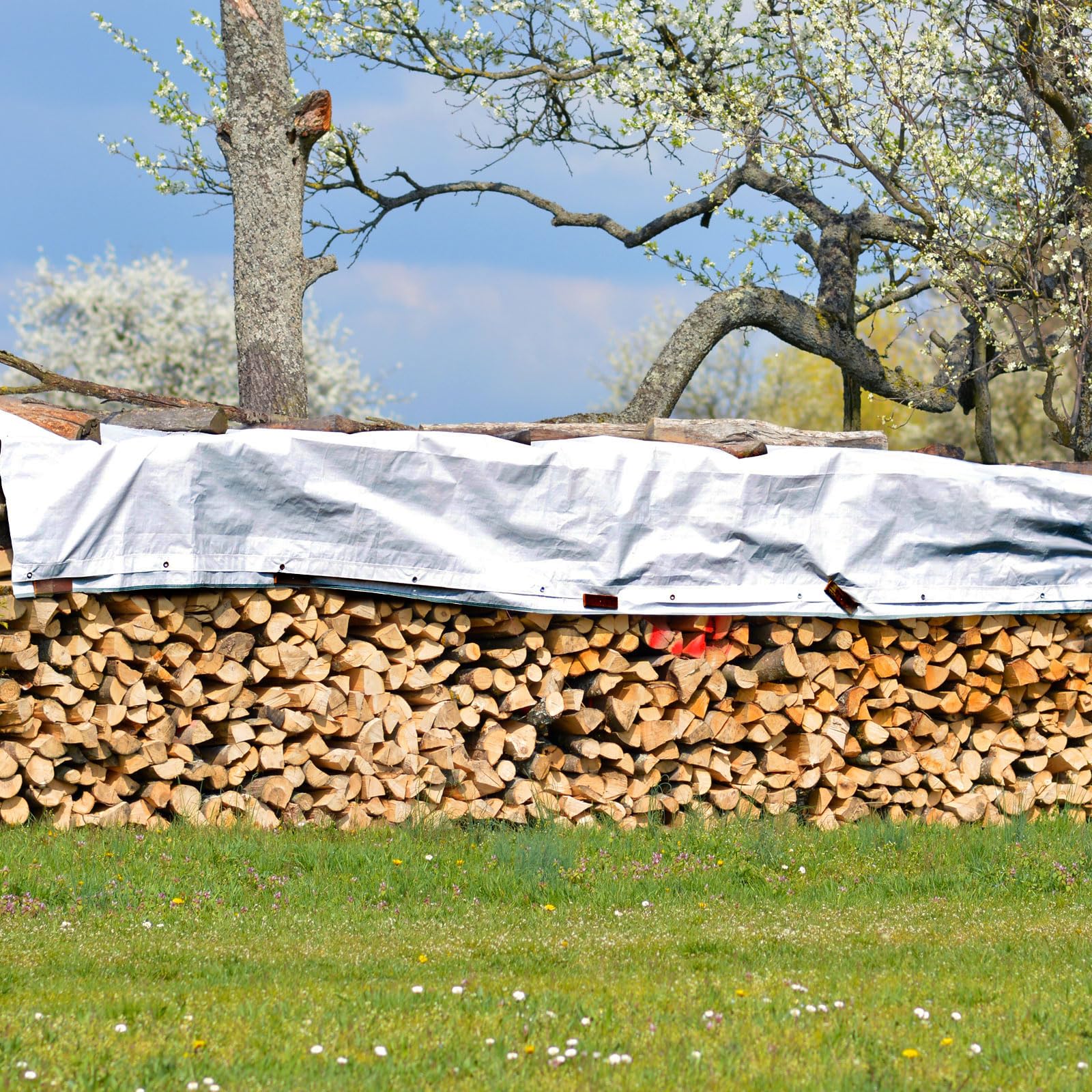 Telone Occhiellato Impermeabile,Telo Plastica Impermeabile,teli impermeabili per esterno, Protettivo Copertura Multiuso per Mobili da Giardino Barche Legno Piscina Camion