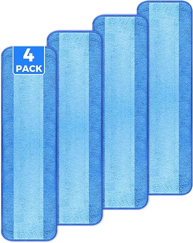 wlich 4-Pack Microfiber Cleaning Pads, 18-Inch Microfiber...