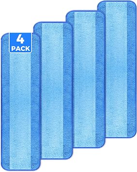 4-Pack 18 Inch Microfiber Mop Pads Compatible with Bona, Washable Reusable