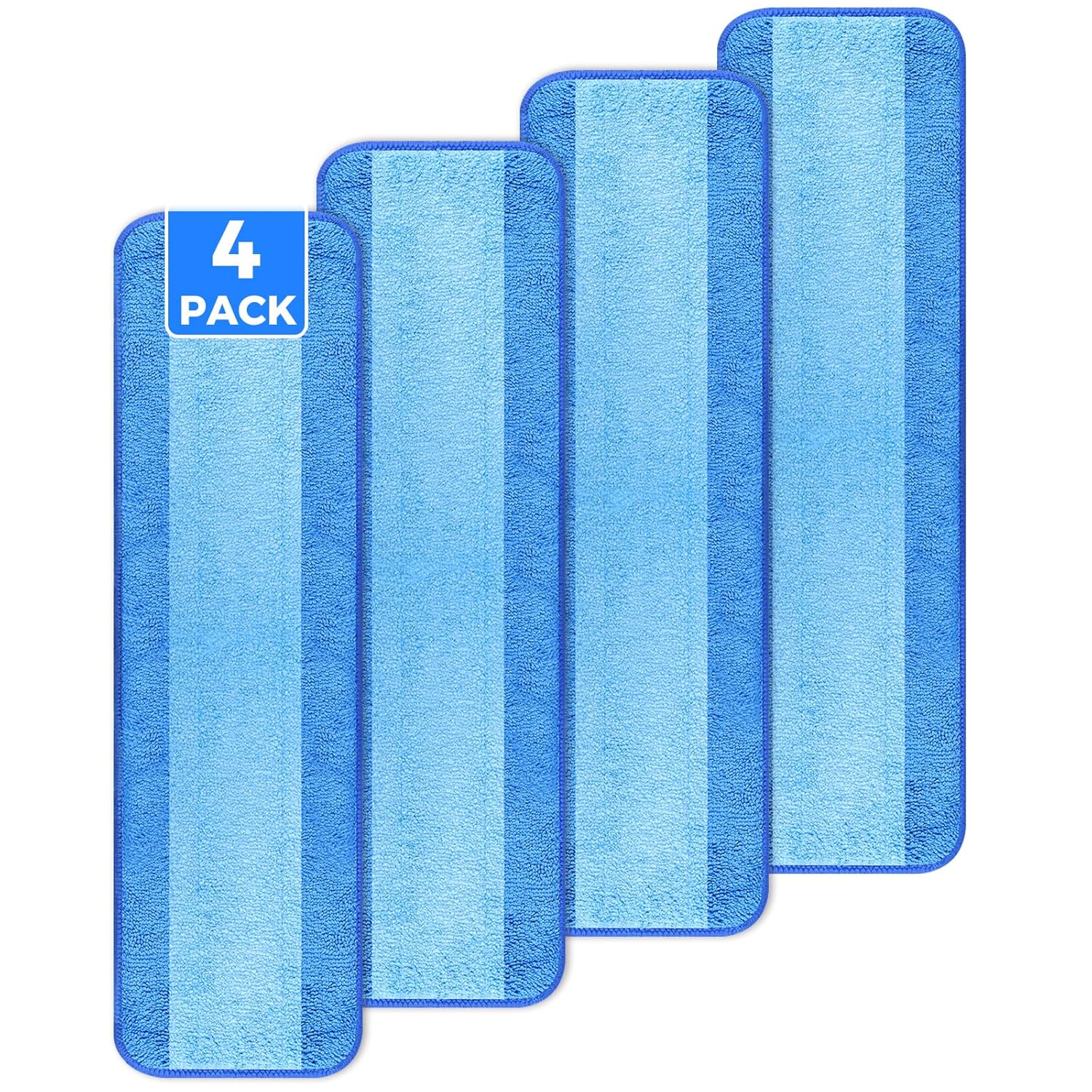 4-Pack Microfiber Cleaning Pads 18-Inch Microfiber Mop Pads Compatible with Bona Mop Washable and Reusable Mop Pad Refills