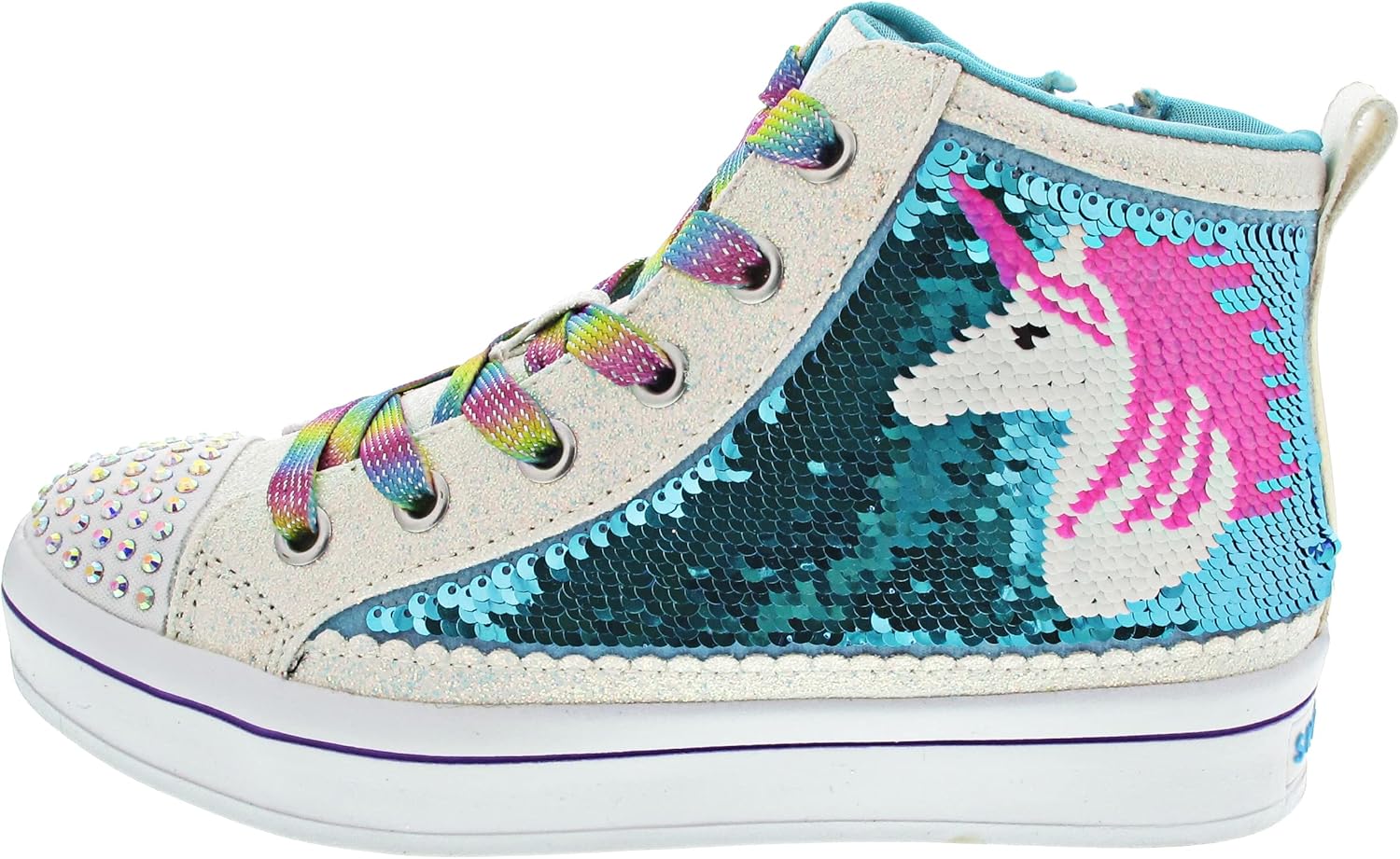 Skechers girls Twi-lites Sneaker, White/Multi, 13 Little Kid US