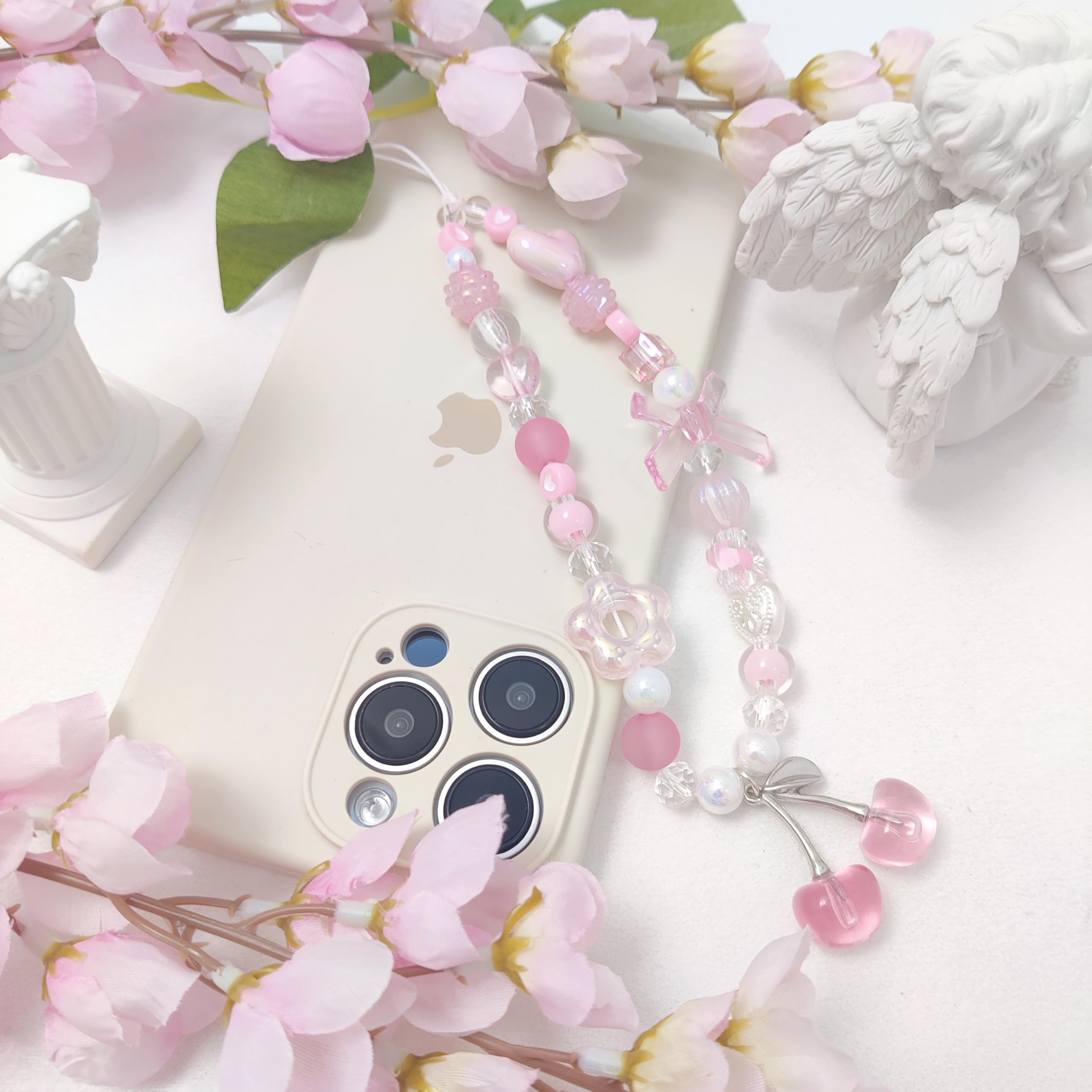 cioatu Zawieszka do telefonu komórkowego wiśnia motyl zawieszka torebka Airpods dekoracja aparatu