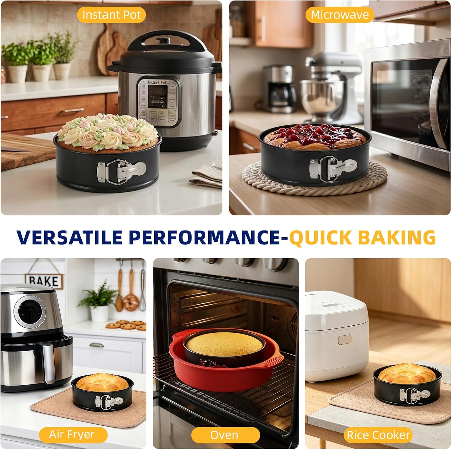 9 Inch Springform Pan Set, Nonstick Cheesecake Pan with Removable Bottom