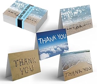 Better Office Products Thank You Cards with Envelopes (100 Pack), 4 Cover Designs, Blank Inside, All Occasions, Serenity Collection, 100 Pack