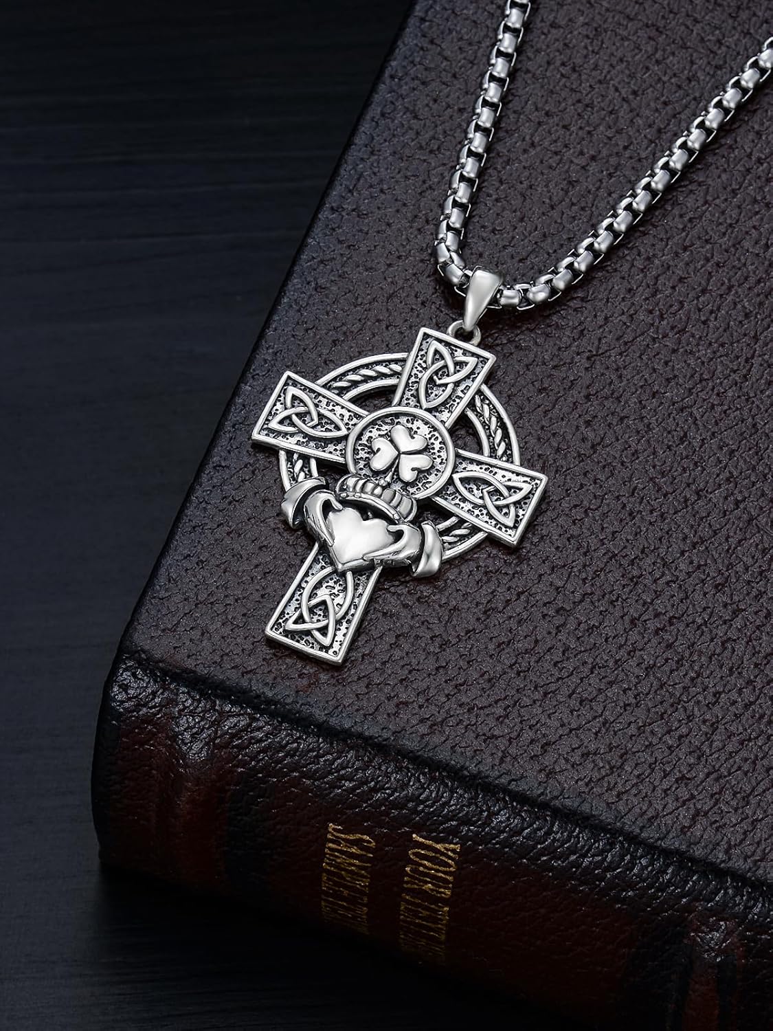 925 Sterling Silver Cross Pendant Necklace for Men Women Amulet Necklace Protection Jewelry Religious Gifts(With Gift Box) - Image 4