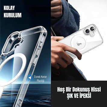 MADNOVA iPhone Case for Apple iPhone 16 Transparent Case Compatible with Magsafe with Camera Protection