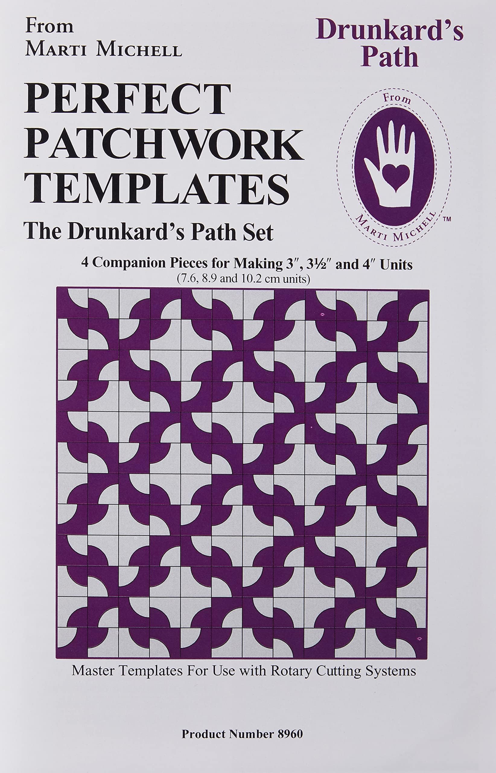 Perfect Patchwork Marti Michell Template Set TemplateDrunkardsPath, Drunkard's Path 4/Pkg