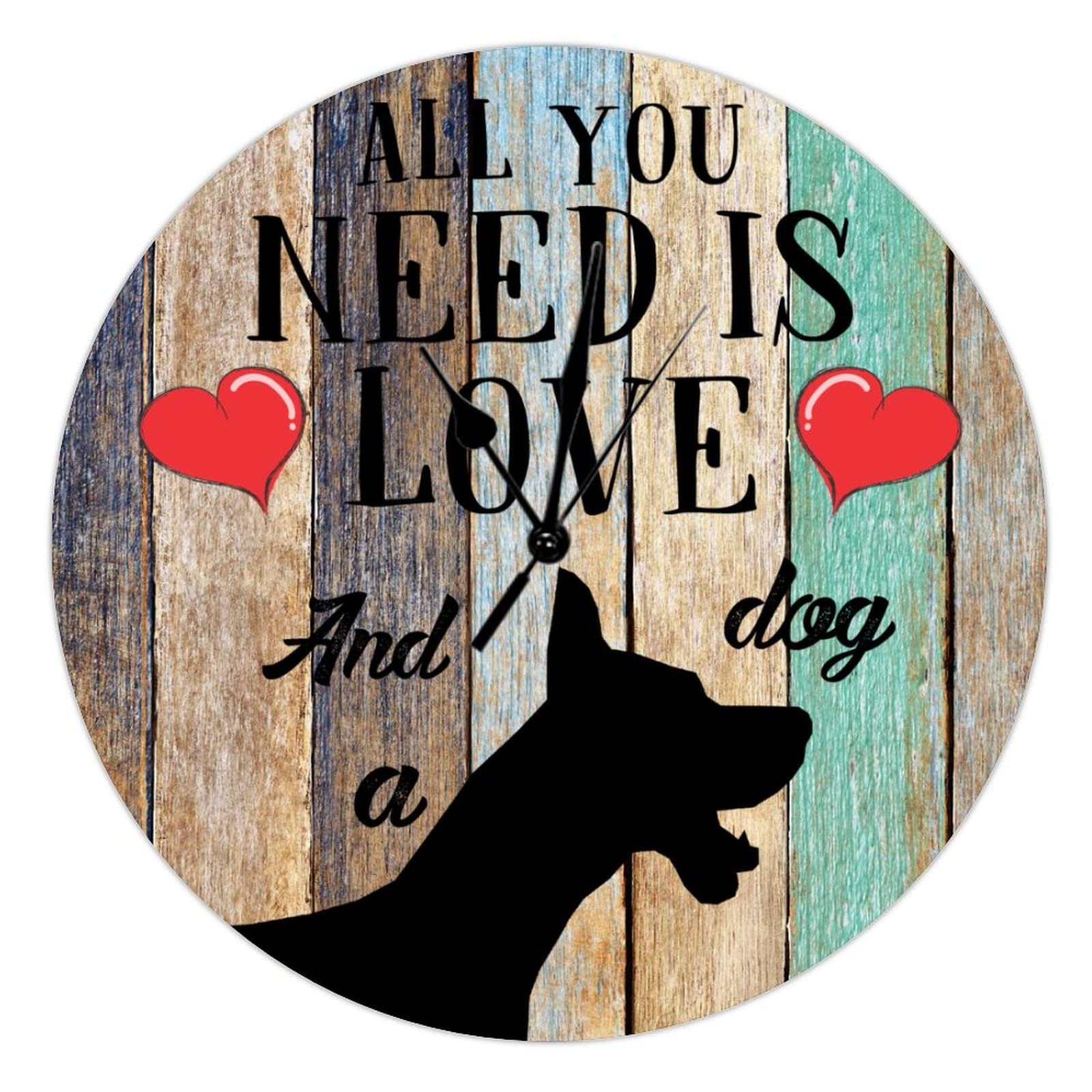 Horloge chien All You Need Is Love And A Dog pour cuisine et salon cosy