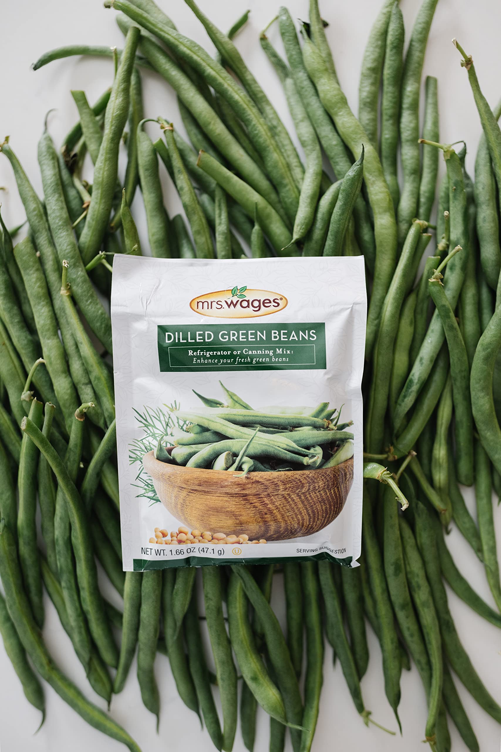Mrs. Wages Dilled Green Beans Refrigerator or Canning Mix | Quick and Easy | Simple-To-Use | Perfect Balance of Sour & Savory | 1.66 oz Packet (Value Pack of 12)